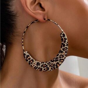 Leopard Print Hoop Earrings